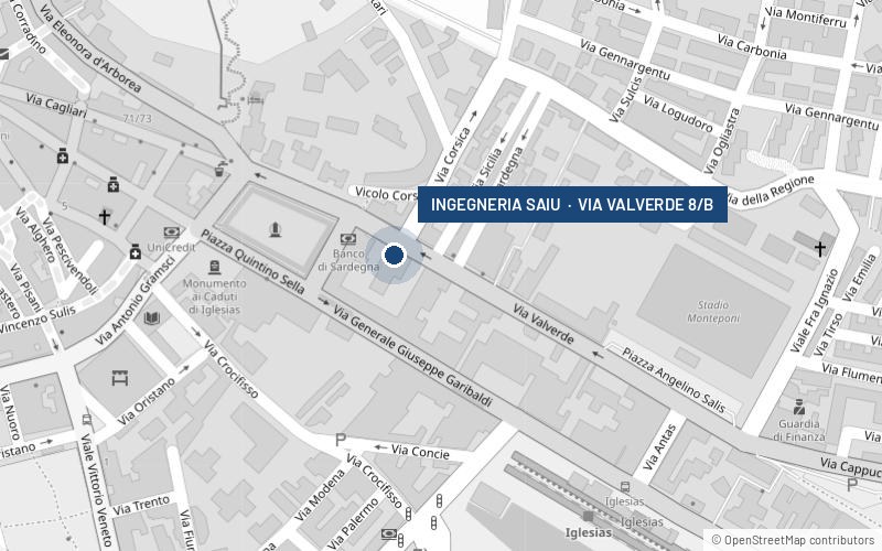 Mappa di Iglesias con la posizione dello studio in Via Valverde 8/B